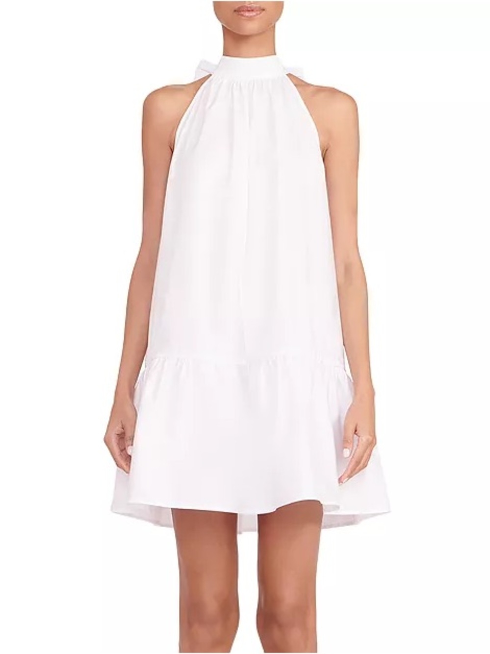 Staud Sleeveless Halter White Mini Dress